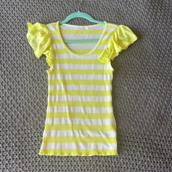 Anthropologie t.la Striped Flutter Top in Size Medium - Picture 5 of 9